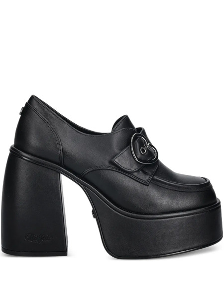  Buffalo 125mm Heart Buckle Platform Pumps - Black 