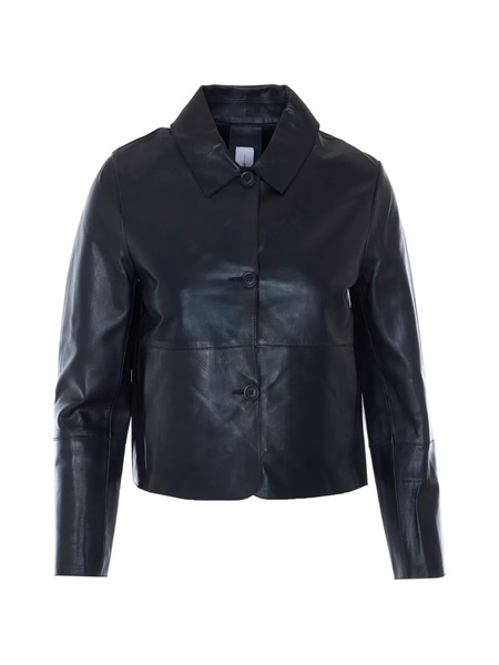  Bully Frontal-buttons Leather Jacket - Black 