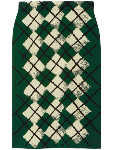  Burberry Argyle Intarsia-knit Midi Skirt - Green 