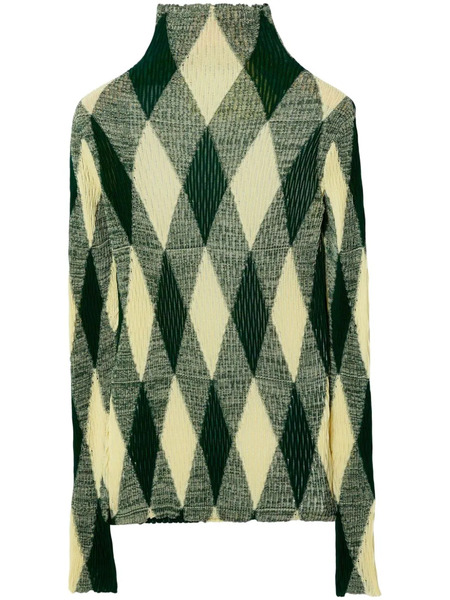  Burberry Argyle-knit High-neck Jumper - Neutrals 