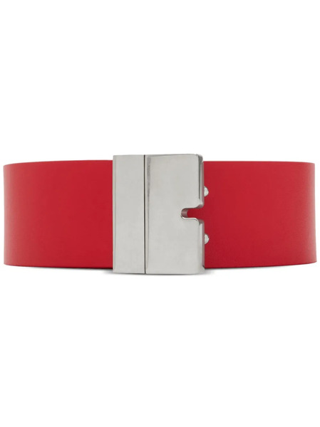  Burberry B Cut Leather Belt - Red 