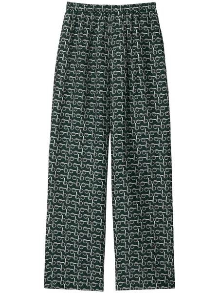  Burberry B Zipper-print Silk Trousers - Green 