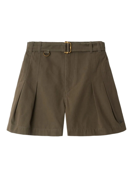  Burberry Belted Gabardine Shorts - Green 