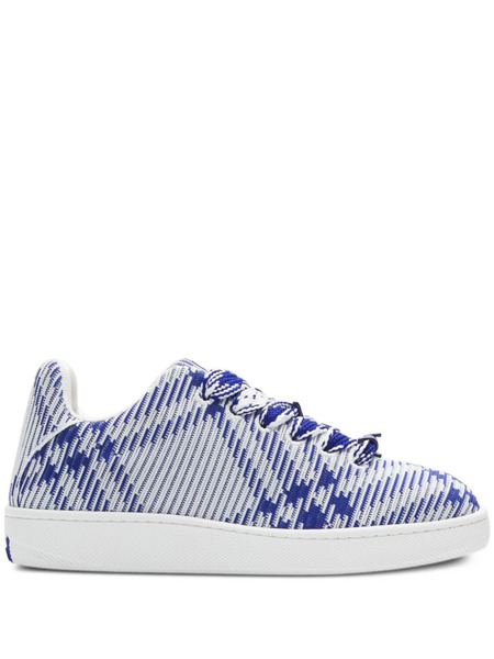  Burberry Box Checked Leather Sneakers - Blue 