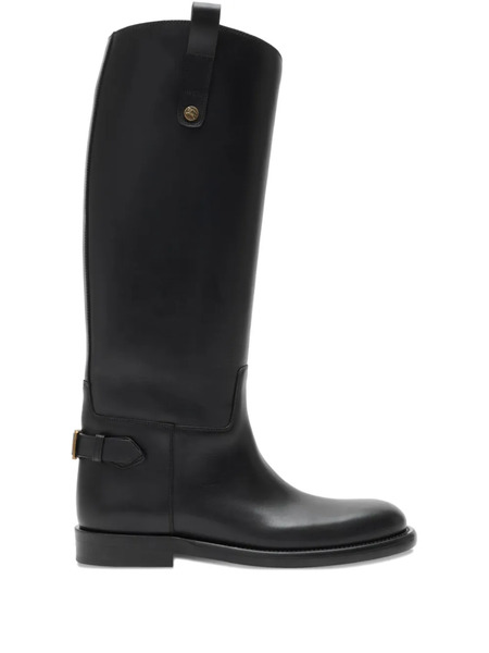  Burberry Cavalier Leather Knee-high Boots - Black 