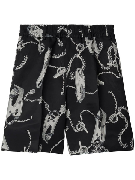  Burberry Chain Link-print Straight-leg Shorts - Silver 