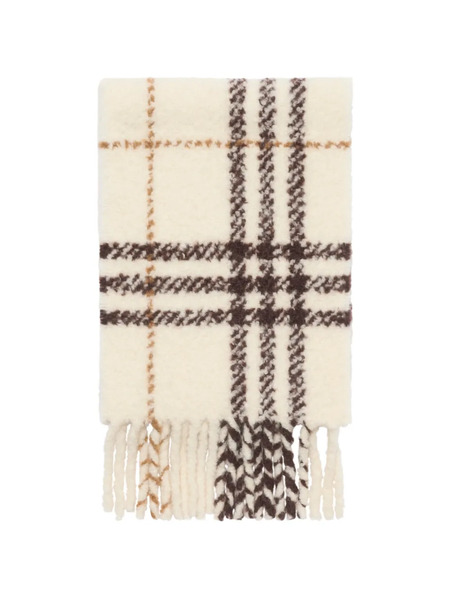  Burberry Check Alpaca Wool Blend Bouclé Scarf - Neutrals 