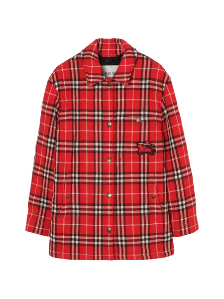  Burberry Check Appliquéd Wool Jacket - Red 