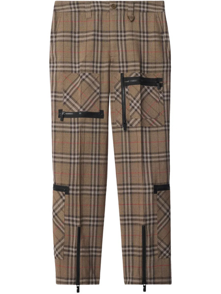  Burberry Check Cargo Trousers - Brown 