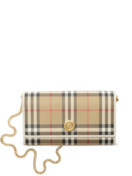  Burberry Check Chain-strap Wallet - Neutrals 