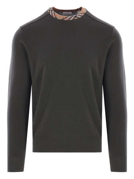 Burberry Check-collar Sweater - Green 