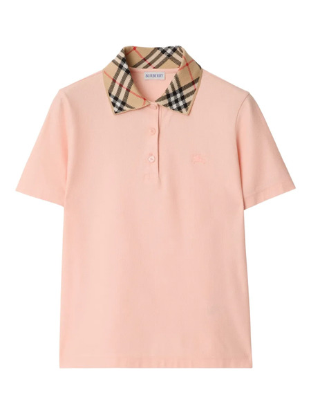  Burberry Check Cotton Polo Top - Pink 