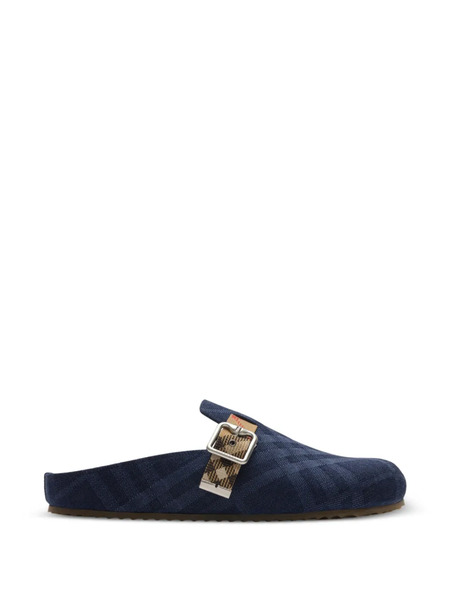  Burberry Check Denim Urchin Clogs - Blue 