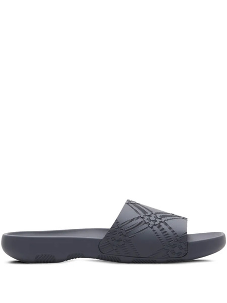  Burberry Check-embossed Slides - Grey 