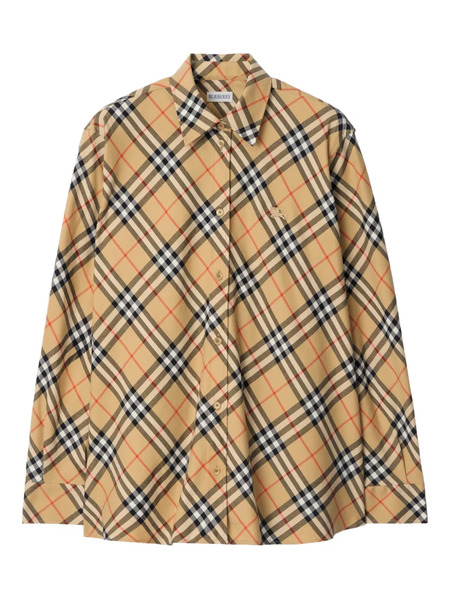  Burberry Check Equestrian Knight-motif Shirt - Neutrals 