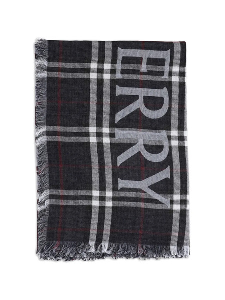  Burberry Check Fringed Scarf - Blue 