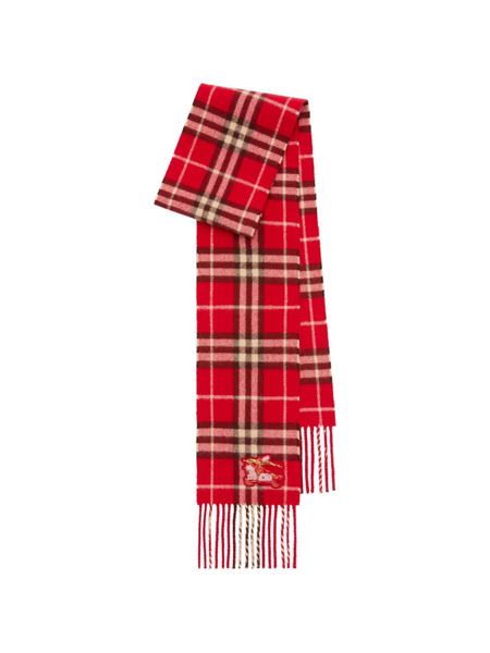 Burberry Check Fringing Scarf - Red 