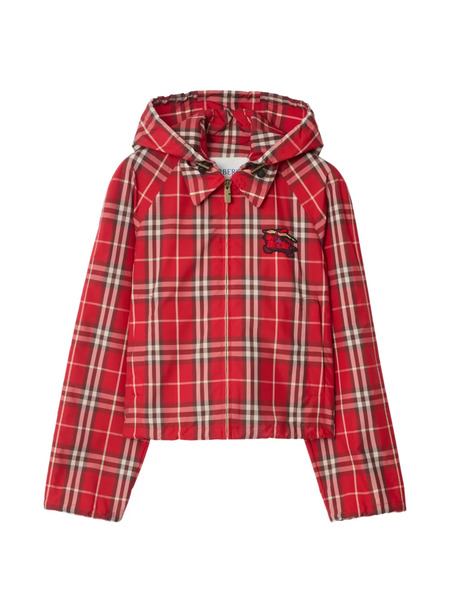  Burberry Check Hooded Jacket - Red 