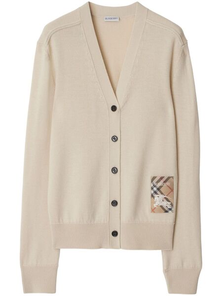  Burberry Check Label Cardigan - Neutrals 