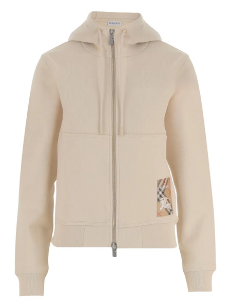  Burberry Check Label Zip-up Hoodie - Neutrals 