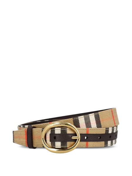  Burberry Check Oval-buckle Belt - Neutrals 