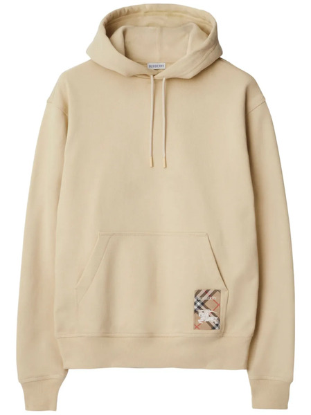  Burberry Check-patch Cotton Hoodie - Neutrals 