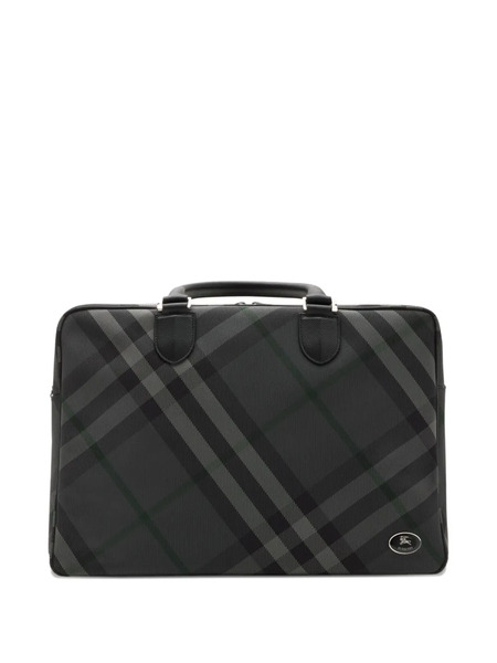  Burberry Check-pattern Briefcase - Grey 