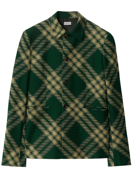  Burberry Check-pattern Buttoned Blazer - Green 