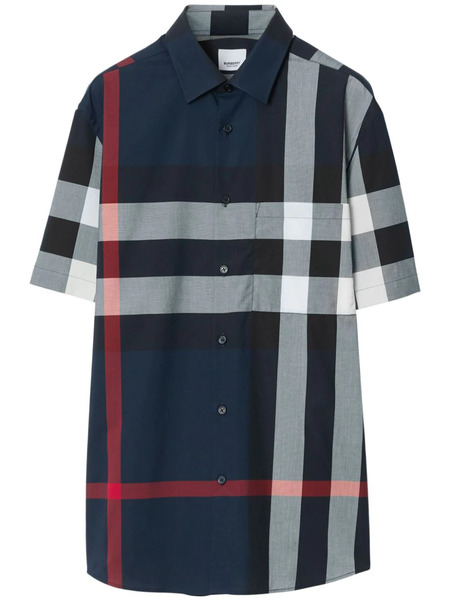  Burberry Check-pattern Cotton Shirt - Blue 
