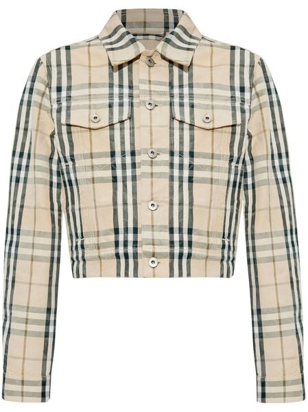  Burberry Check Pattern Cropped Jacket - Neutrals 