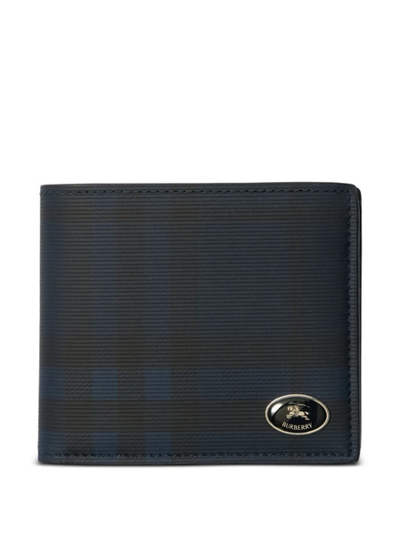  Burberry Check-pattern Equestian Knight Stamp Wallet - Blue 