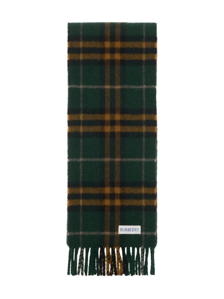  Burberry Check-pattern Fringed Cashmere Scarf - Green 