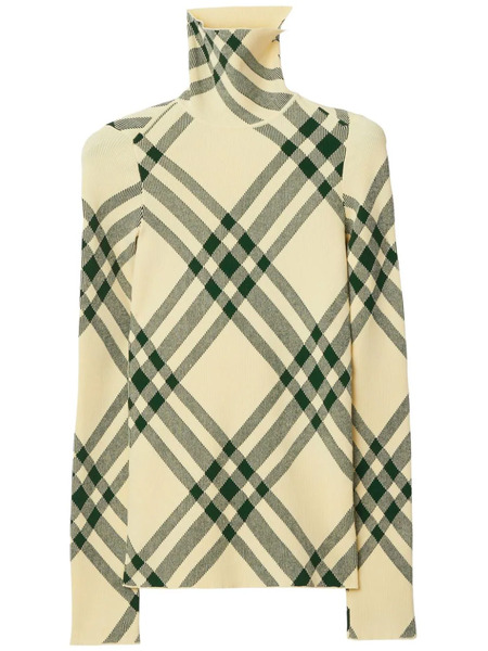  Burberry Check-pattern High-neck Jumper - Neutrals 