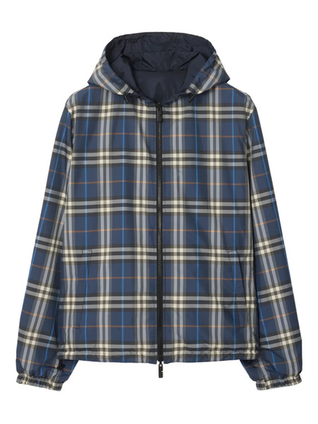  Burberry Check-pattern Hooded Reversible Jacket - Blue 