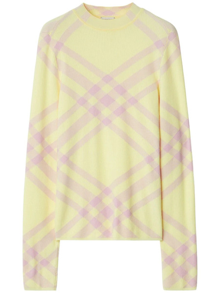  Burberry Check-pattern Ribbed Jumper - Yellow 