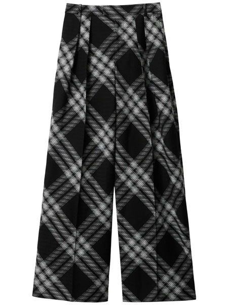  Burberry Check-pattern Wool Trousers - Black 