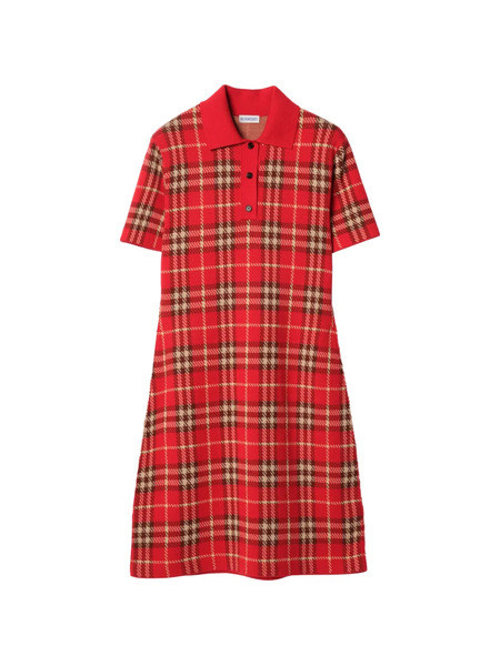  Burberry Check Polo Shirt Dress - Red 