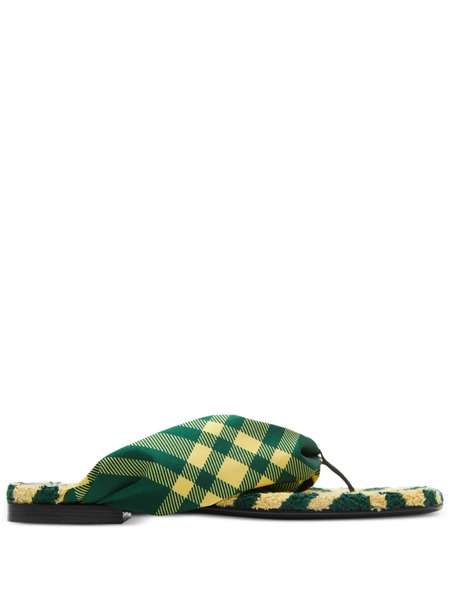  Burberry Check Pool Flat Slides - Green 