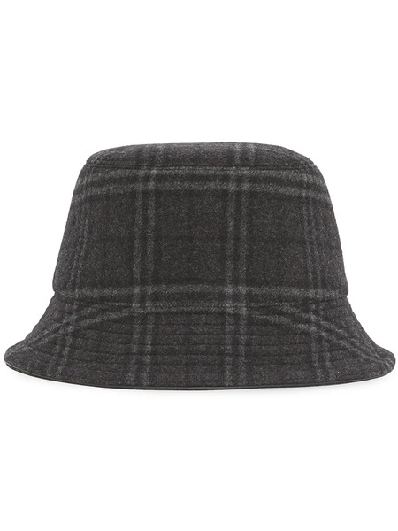  Burberry Check-print Bucket Hat - Grey 