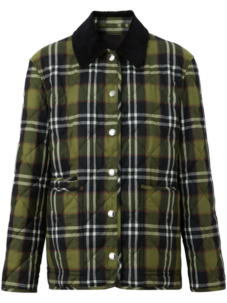  Burberry Check-print Quilted Jacket - Green 