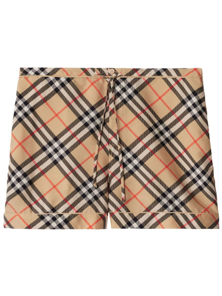 Burberry Check-print Silk Shorts - Neutrals 