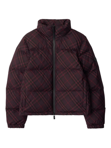  Burberry Check Puffer Jacket - Red 