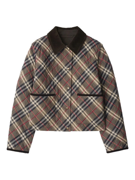  Burberry Check Quilted Jacket - Brown 
