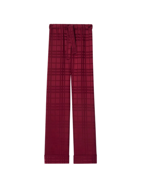  Burberry Check Silk Pajama Trousers - Red 