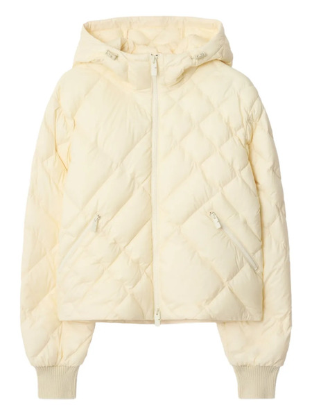  Burberry Check-stitch Hooded Puffer Jacket - White 