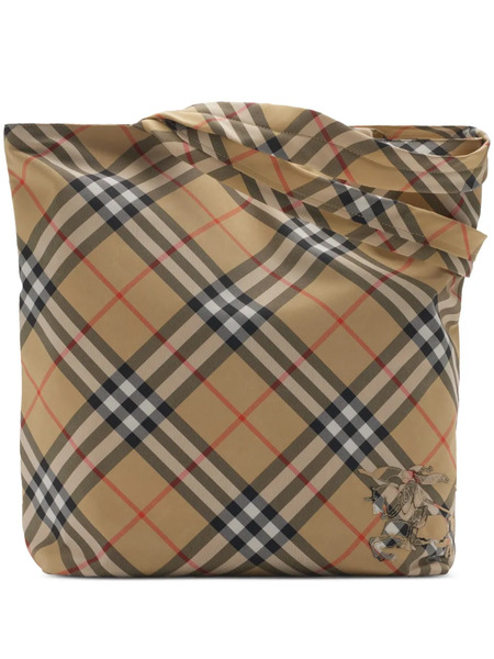  Burberry Check Tote Bag - Brown 
