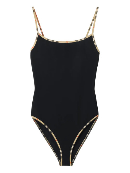 Burberry Check-trim One Piece - Black 