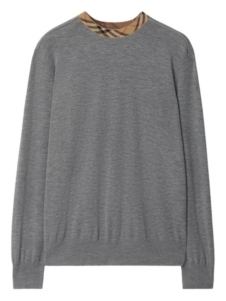  Burberry Check-trim Wool Sweater - Grey 