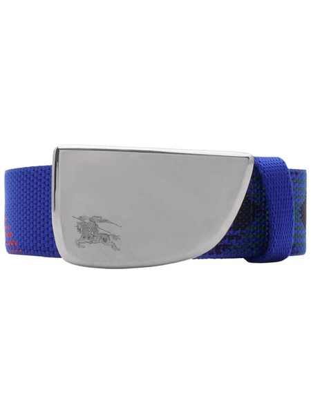  Burberry Check Webbing Shield Belt - Blue 