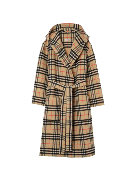  Burberry Check Wool Cashmere Robe - Neutrals 